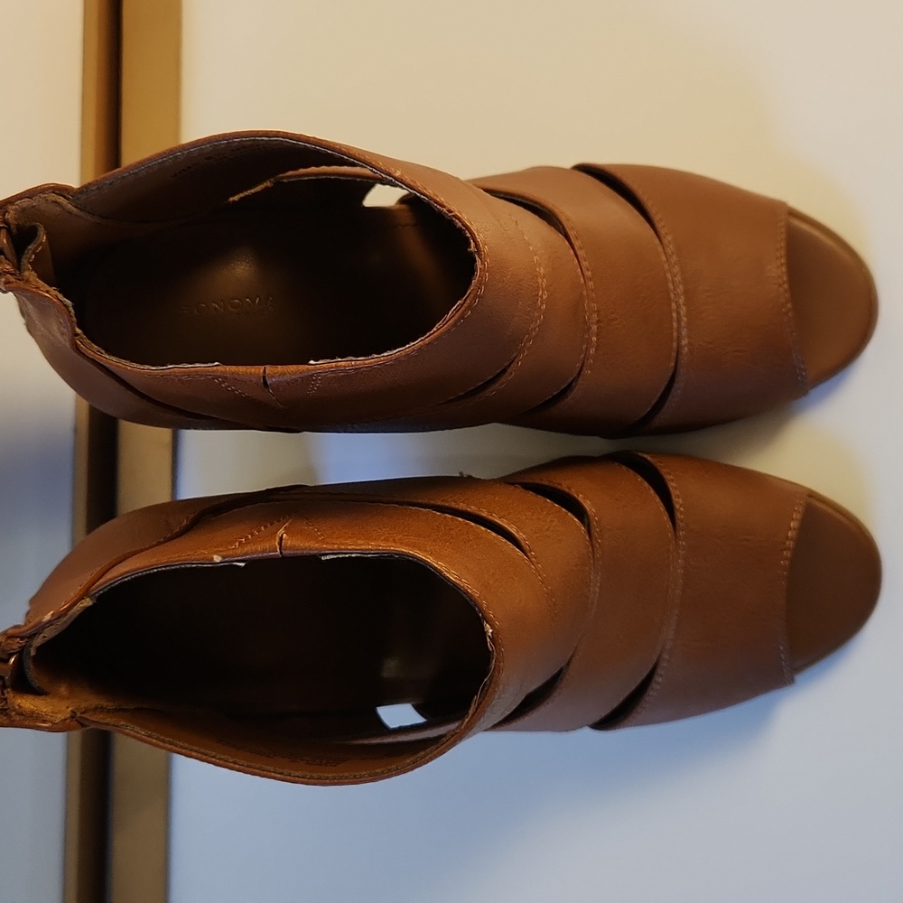 Sonoma Life+Style Saddle Brown Peep Toe Booties – Size 8.5 - Picture 7 of 13